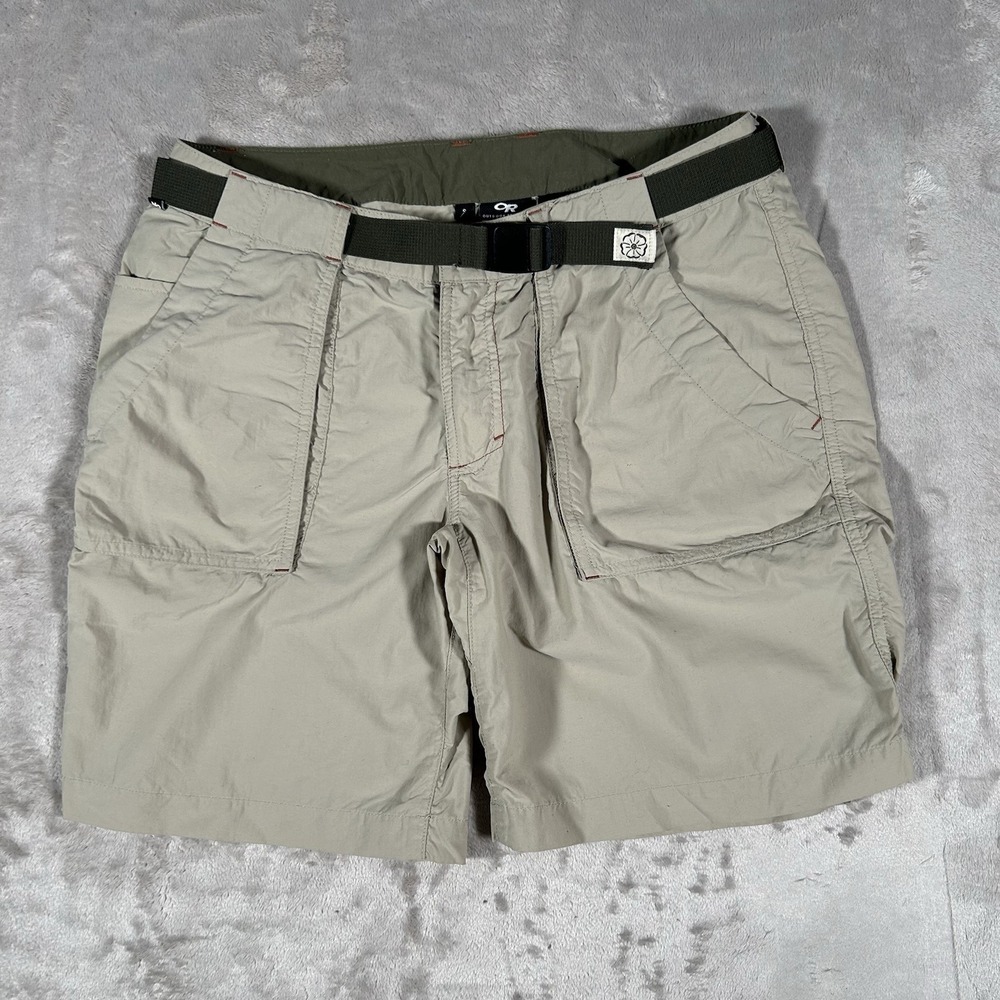 Outdoor Research Shorts 8" Mens S Beige Nylon Equinox Belted Hiking Outdoors EUC